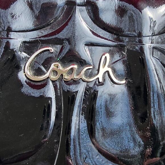 Coach East West Embossed Gallery Tote Black Patent‎ Leather w/ Scarf F17723 - Picture 8 of 16